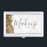 Modern pretty gold pineapple makeup artist business card case<br><div class="desc">Elegant and cute faux gold pineapple and white marble.</div>
