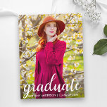 Modern Pretty Graduation Party Photo Invite WS<br><div class="desc">Modern Pretty Gold Graduation Party Photo Invitation Postcard - White Script</div>