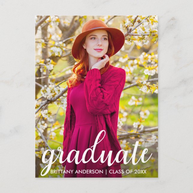 Modern Pretty Graduation Party Photo Invite WS (Front)