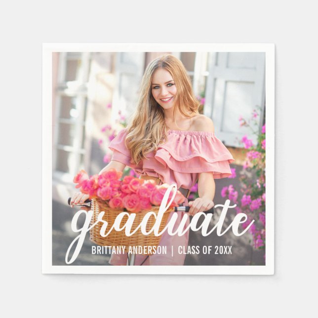Modern Pretty Graduation Party Photo Napkins (Front)