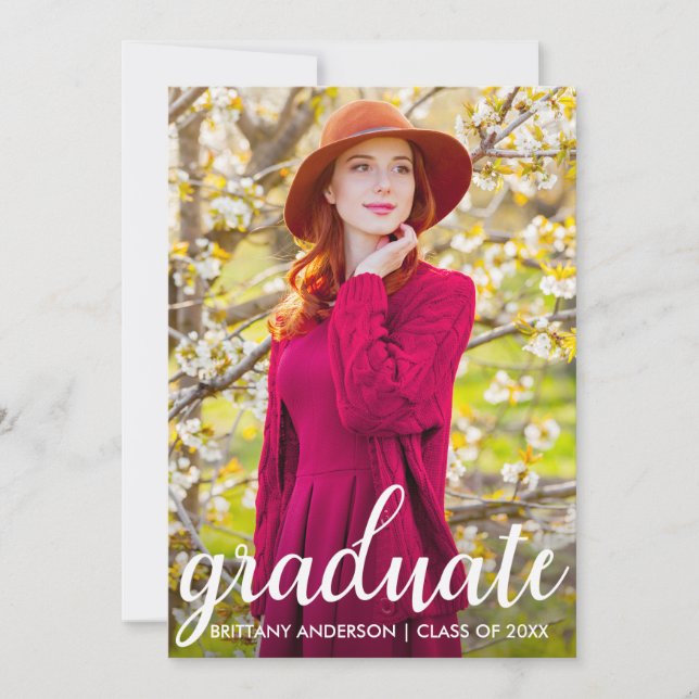 Modern Pretty Graduation Photo Announcement (Front)