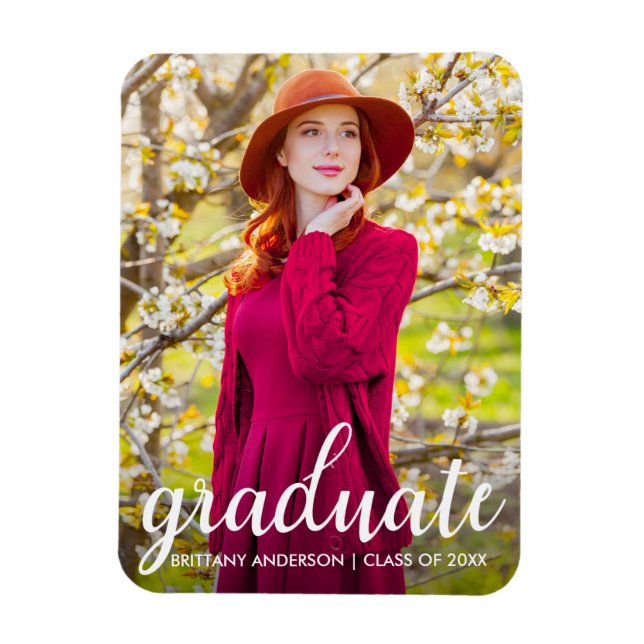 Modern Pretty Graduation Photo Announcement W Magnet (Vertical)