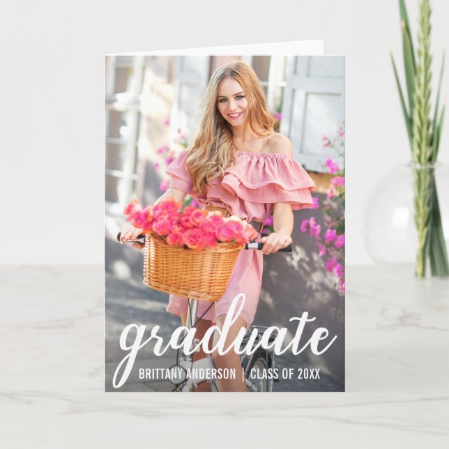 Modern Pretty Graduation Photo Fold Card (Front)