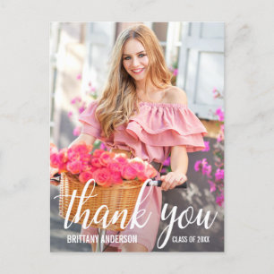 Modern Pretty Graduation Thank You Graduate Photo Postcard