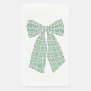Modern Pretty Green Gingham Romantic Coquette Bow Paper Guest Towels