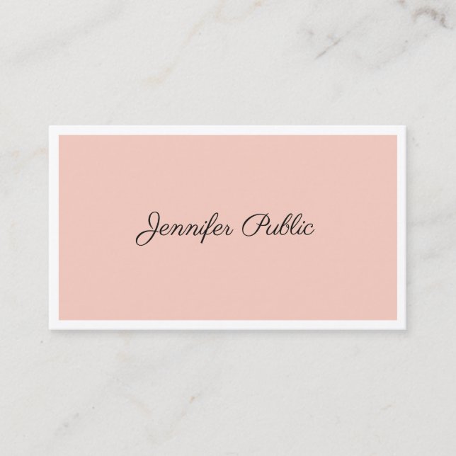 Modern Pretty Handwritten Script Elegant Clean Business Card (Front)