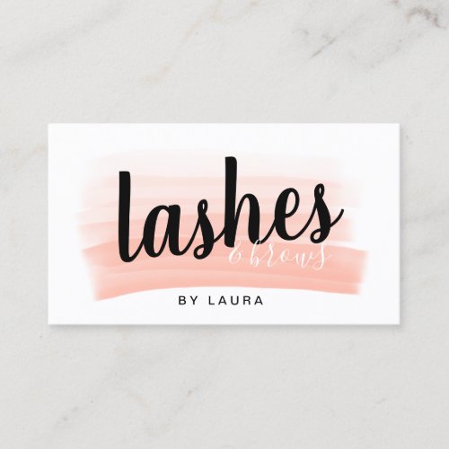 Modern pretty lashes brows blush pink brushstroke business card