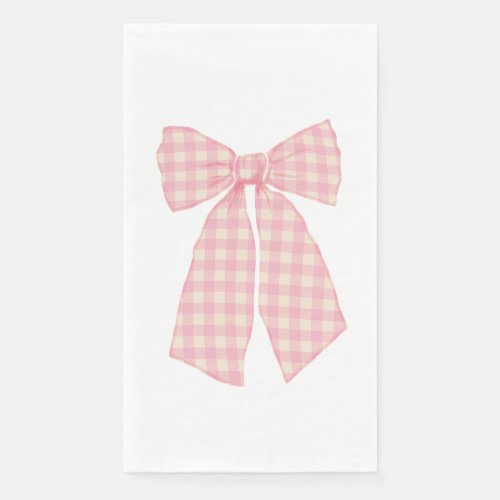 Modern Pretty Pink Gingham Romantic Coquette Bow Paper Guest Towels