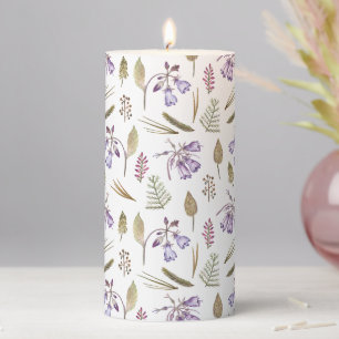 Modern Pretty Purple Wildflowers Family Gifts Pillar Candle