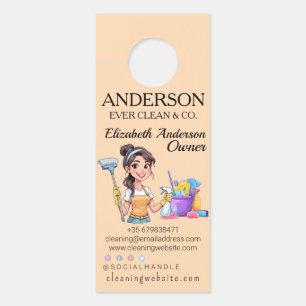 Modern Pretty Woman Cleaning and Maid Services Door Hanger