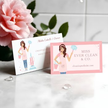 Modern Pretty Woman Cleaning & Maid Services Busin Business Card by moodthology at Zazzle