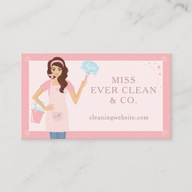 Modern Pretty Woman Cleaning & Maid Services Busin Business Card 