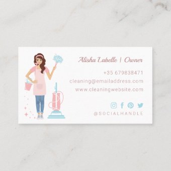 Modern Pretty Woman Cleaning & Maid Services Busin Business Card | Zazzle