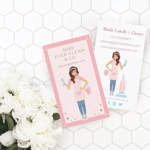 Modern Pretty Woman Cleaning & Maid Services Business Card