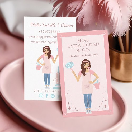 Modern Pretty Woman Cleaning  Maid Services Business Card