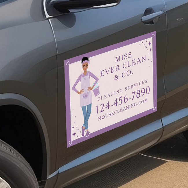 Modern Pretty Woman Cleaning & Maid Services Car Magnet