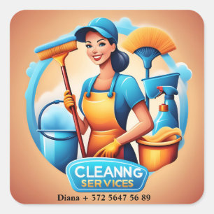 Modern Pretty Woman Cleaning & Maid Services Square Sticker