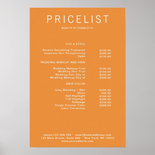 Modern  price list Poster