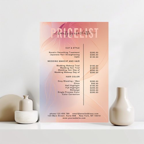 Modern  price list Poster