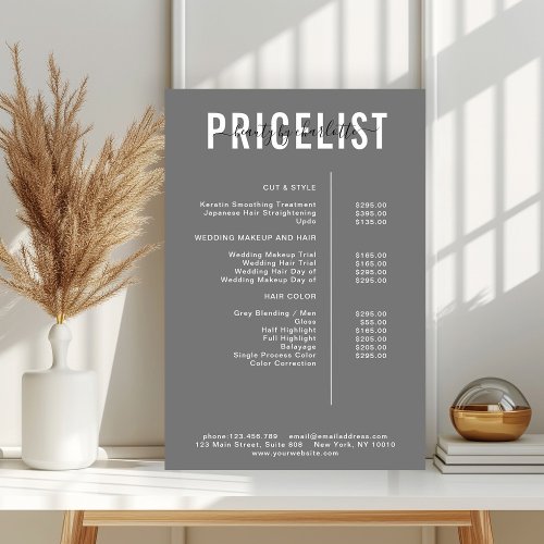 Modern  price list Poster