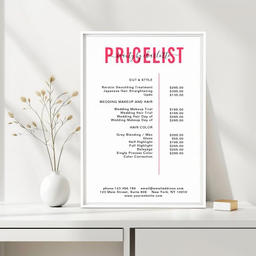 Modern  price list Poster