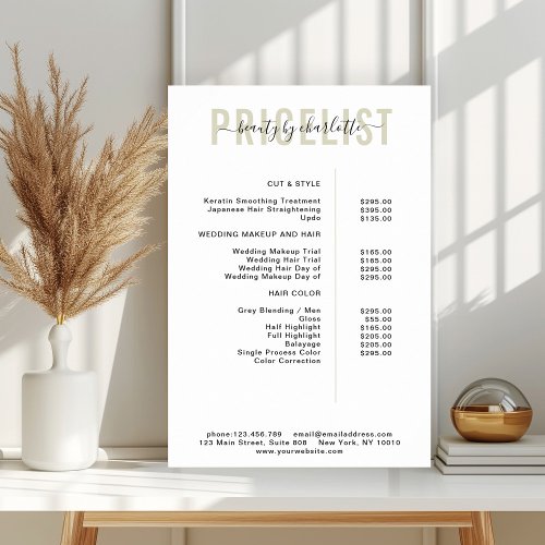 Modern  price list Poster