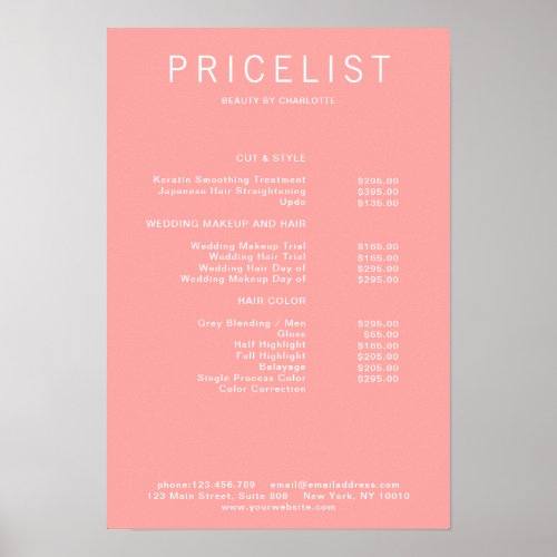 Modern  price list Poster