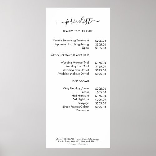 Modern Pricelist Poster