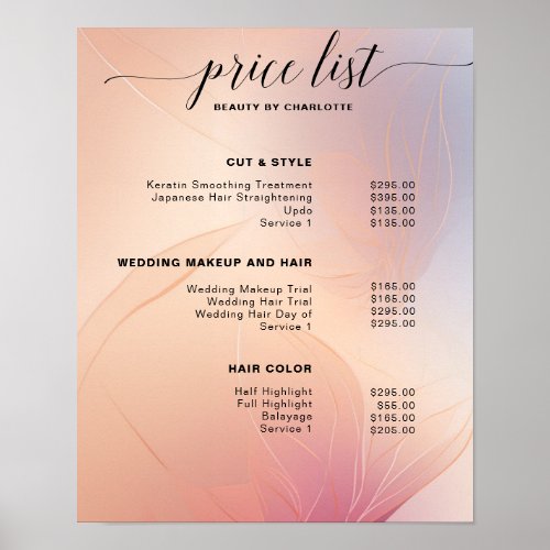 Modern pricelist Sign