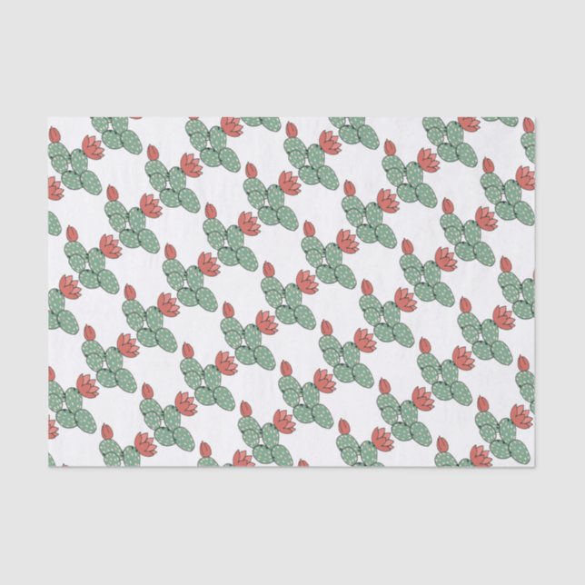 Modern Prickly Pear Cactus Tissue Paper (Front)