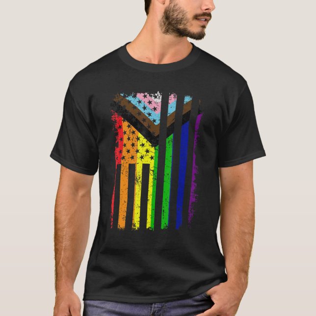 Modern Pride Pride Us American Flag Love Wins Lgbt T-Shirt (Front)