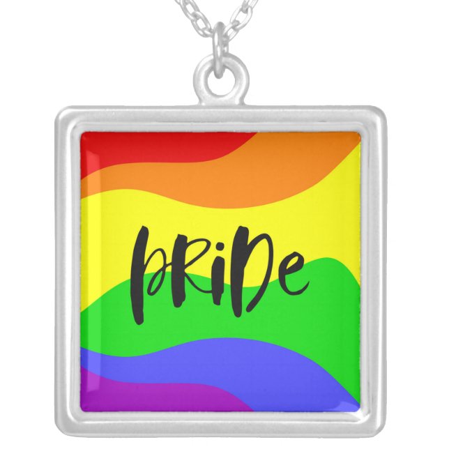 Modern Pride Rainbow Silver Plated Necklace (Front)