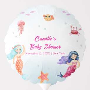 Modern Princess Mermaid Ocean Coral Baby Shower Balloon