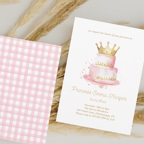 Modern Princess Pink Any Year Birthday Invitation