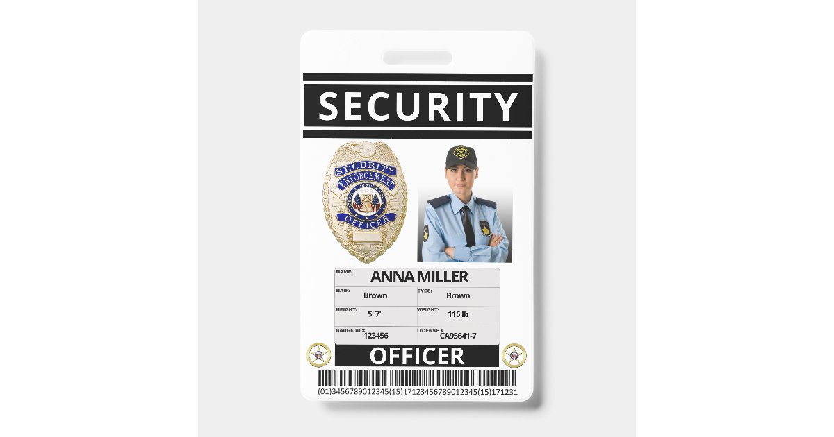 Security Work Id Modern Print Security Officer Custom Employee ID Badge | Zazzle
