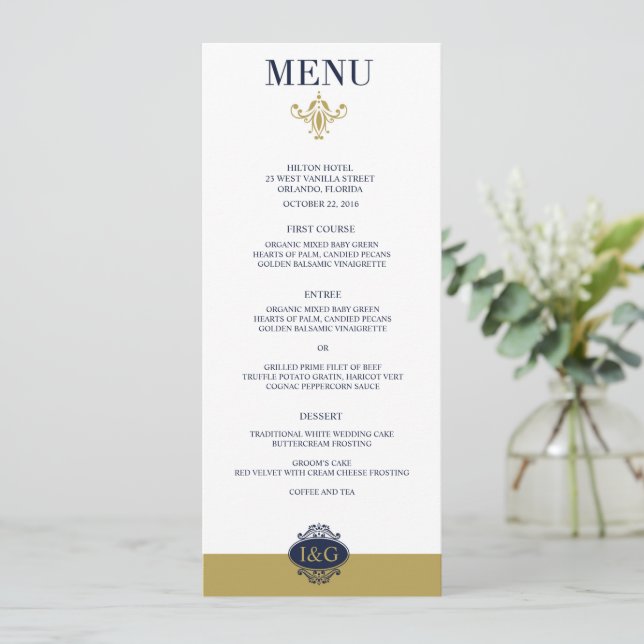 Modern Print The Love Wedding Menu Card (Standing Front)