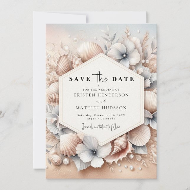 Modern Printable Beach Wedding Save The Date (Front)
