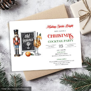 Modern printable Christmas cocktails party invite