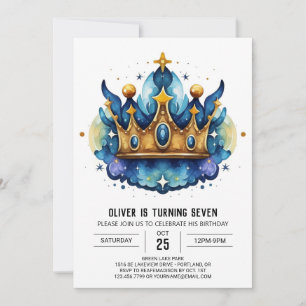 Modern Printable Prince Crown Birthday Invitation
