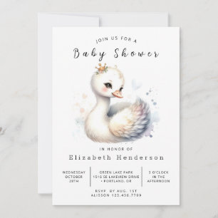 Modern Printable Swan Baby Shower Invitation
