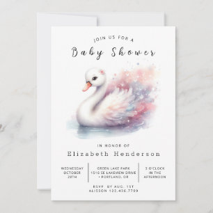 Modern Printable Swan Baby Shower Invitation