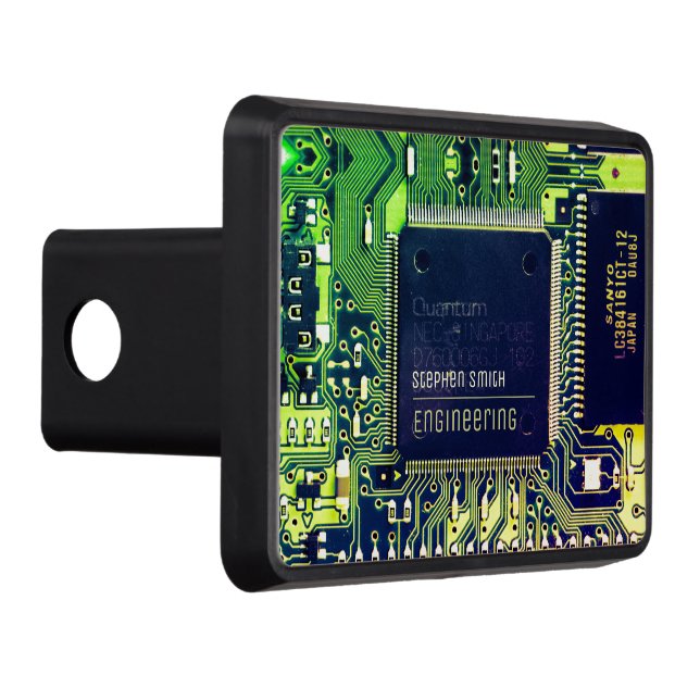 Modern Printed Circuit Board Design Add Name Geeky Hitch Cover (Right)