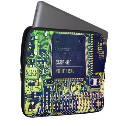Modern Printed Circuit Board Design Add Name Geeky Laptop Sleeve
