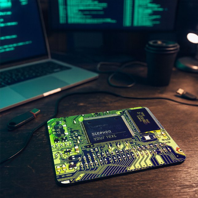 Modern Printed Circuit Board Design Add Name Geeky Mouse Pad (Creator Uploaded)