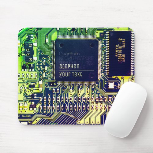 Modern Printed Circuit Board Design Add Name Geeky Mouse Pad