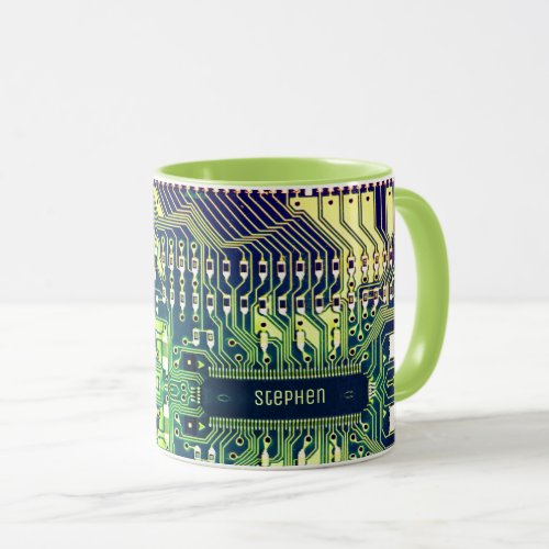 Modern Printed Circuit Board Design Add Name Geeky Mug