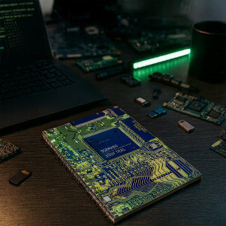 Modern Printed Circuit Board Design Add Name Geeky Notebook