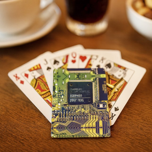 Modern Printed Circuit Board Design Add Name Geeky Poker Cards (Creator Uploaded)