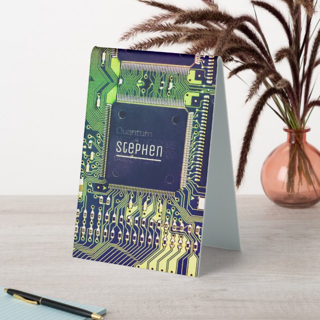 Modern Printed Circuit Board Design Add Name Geeky Table Tent (In SItu (Table))