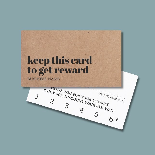 Modern Printed Kraft Black White Beauty Bold Salon Loyalty Card (Creator Uploaded)